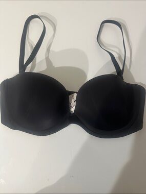 Lycra Italian Fabric Black T-shirt Strapless Convertible Bra - Unbranded -Sz 32C